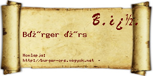 Bürger Örs névjegykártya